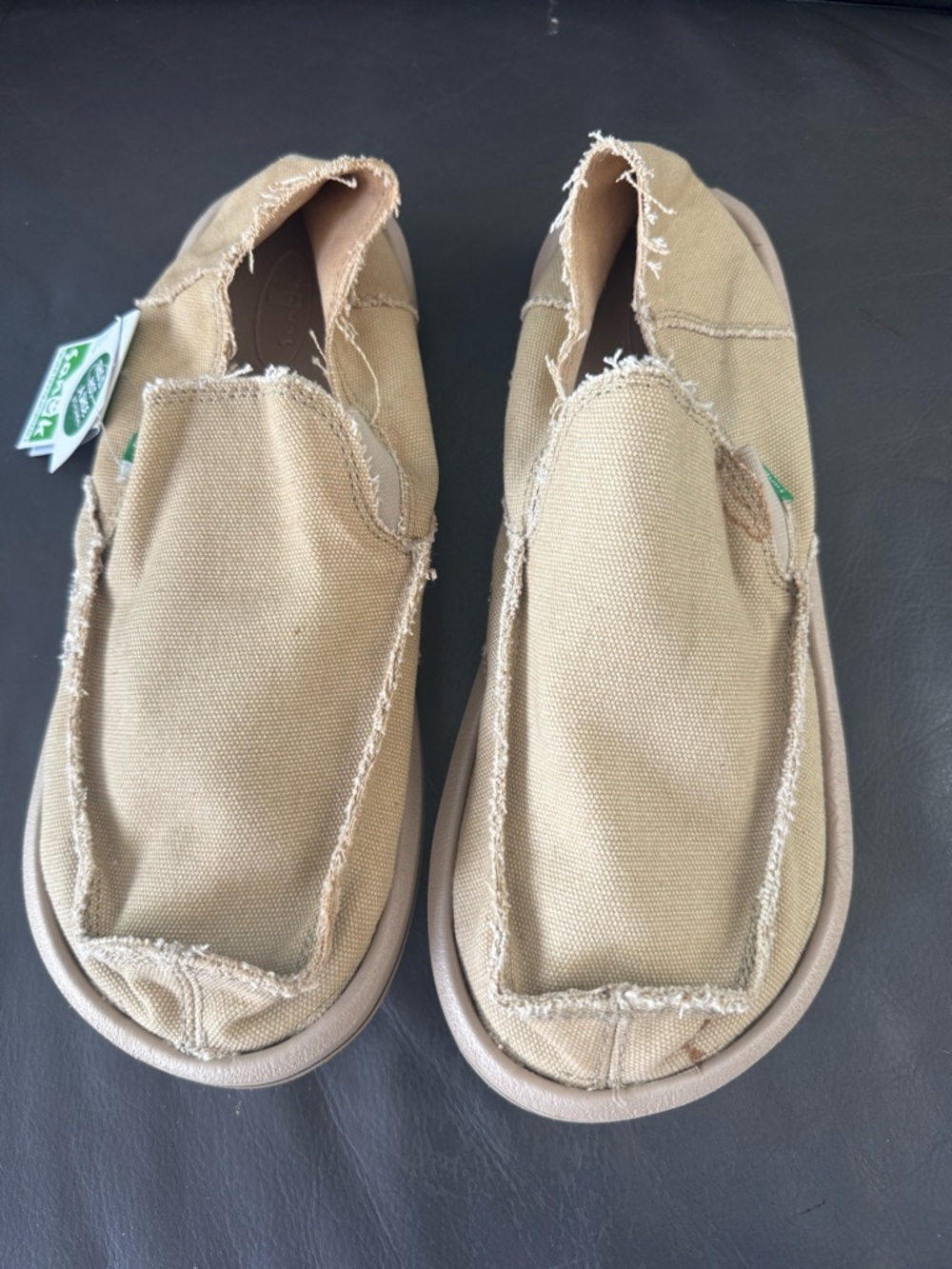 Sanuk Men's Khaki Canvas Slip-On Loafers